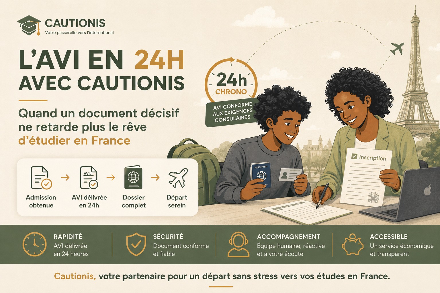 Etudes en France / L’AVI en 24h au plus avec Cautionis : un document décisif qui facilite le rêve d’étudier en France